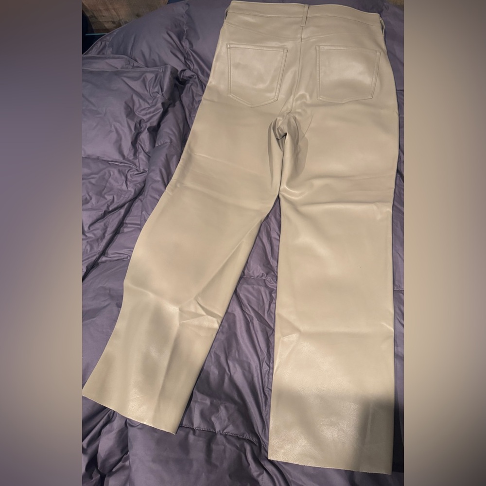 Express Cream leather Pants Straight-Leg
